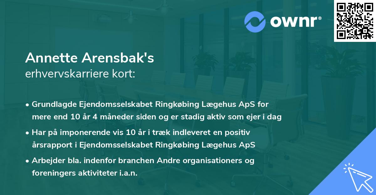 Annette Arensbak's erhvervskarriere kort