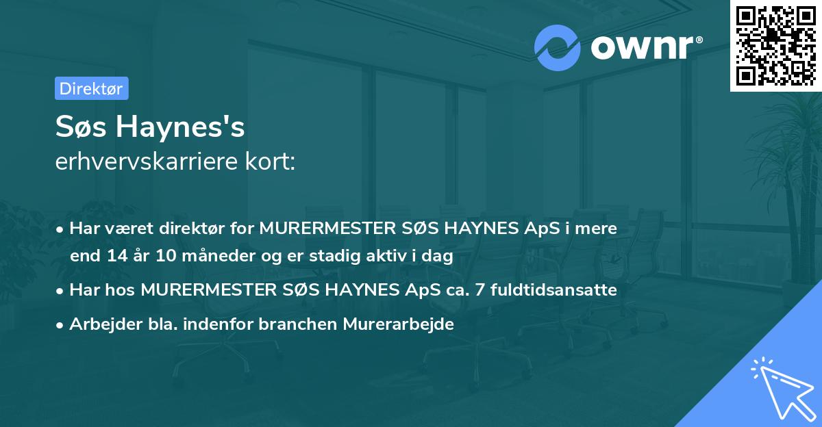 Søs Haynes's erhvervskarriere kort