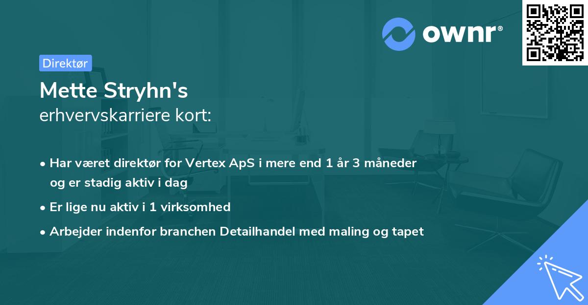 Mette Stryhn's erhvervskarriere kort