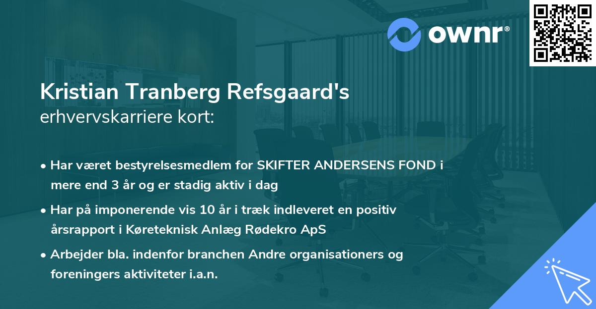 Kristian Tranberg Refsgaard's erhvervskarriere kort