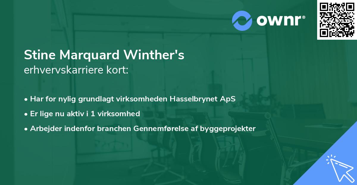 Stine Marquard Winther's erhvervskarriere kort
