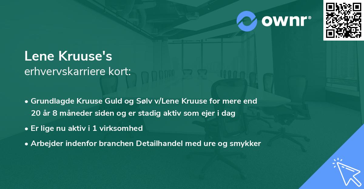 Lene Kruuse's erhvervskarriere kort
