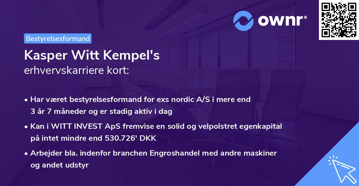 Kasper Witt Kempel's erhvervskarriere kort