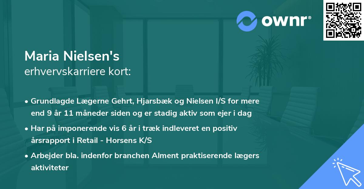Maria Nielsen's erhvervskarriere kort