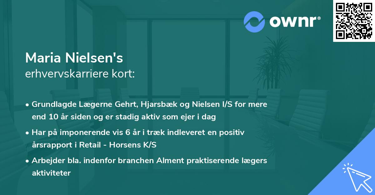 Maria Nielsen's erhvervskarriere kort