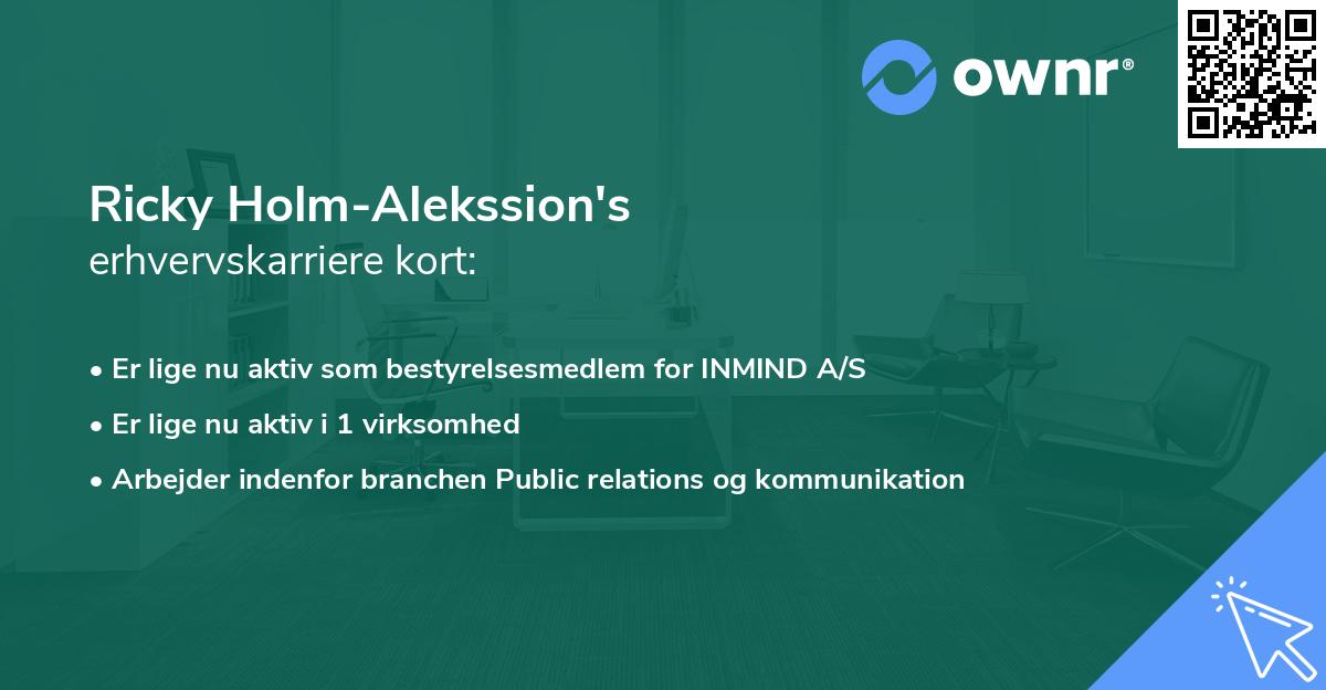 Ricky Holm-Alekssion's erhvervskarriere kort