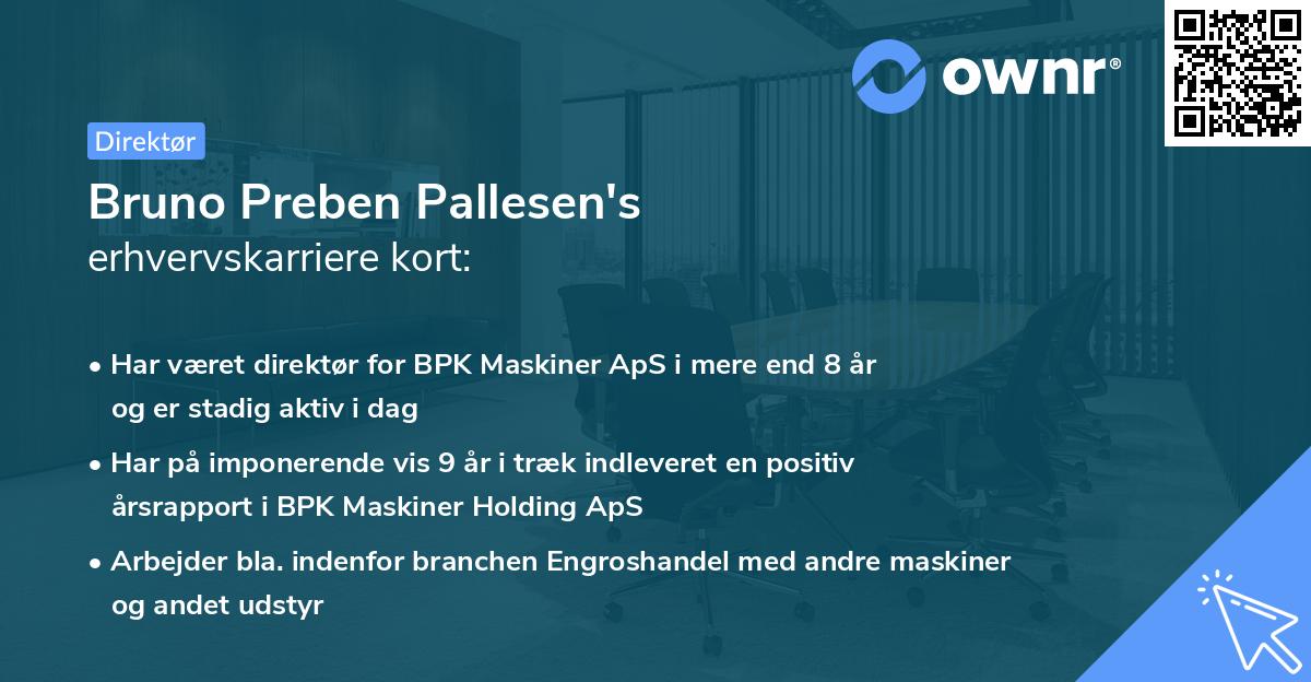 Bruno Preben Pallesen's erhvervskarriere kort