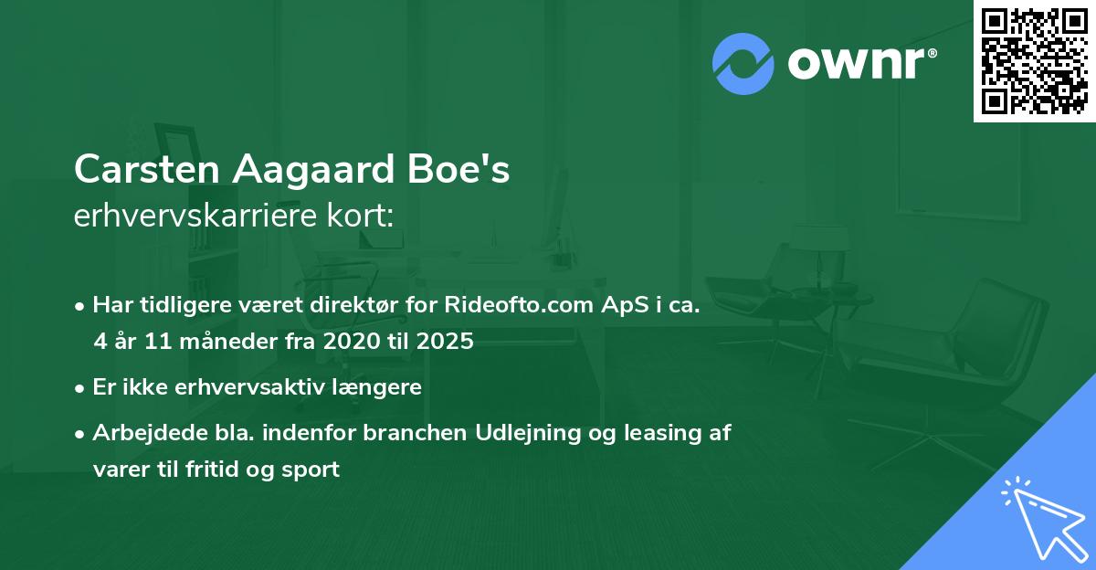 Carsten Aagaard Boe's erhvervskarriere kort