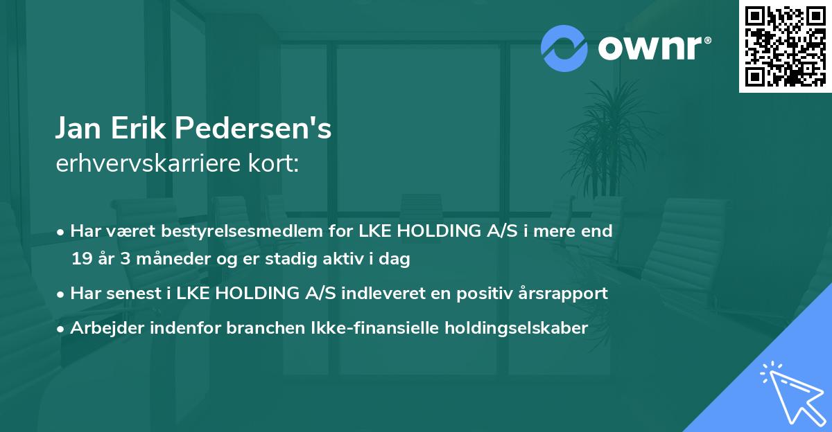 Jan Erik Pedersen's erhvervskarriere kort