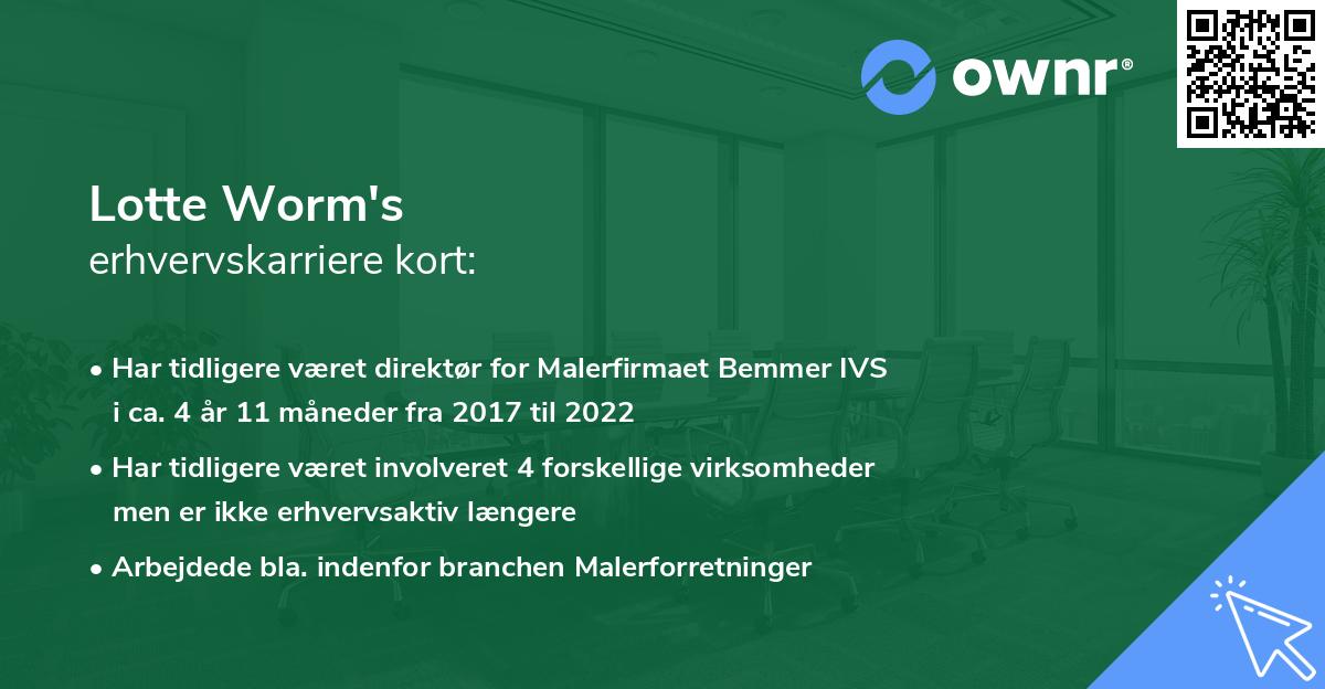 Lotte Worm's erhvervskarriere kort