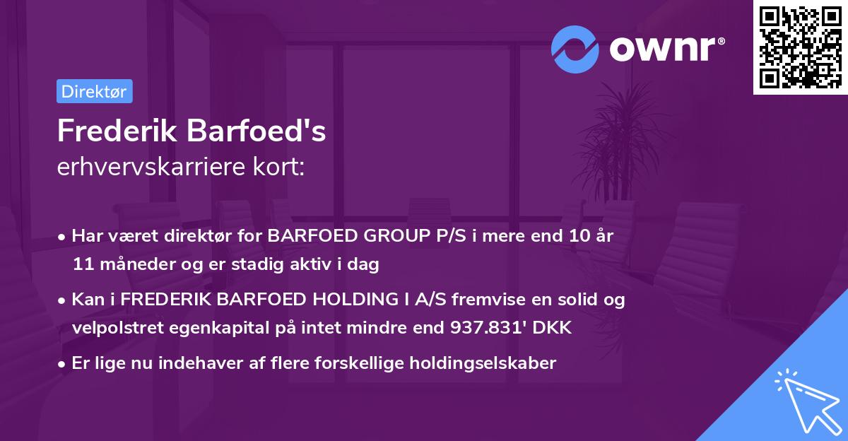 Frederik Barfoed's erhvervskarriere kort