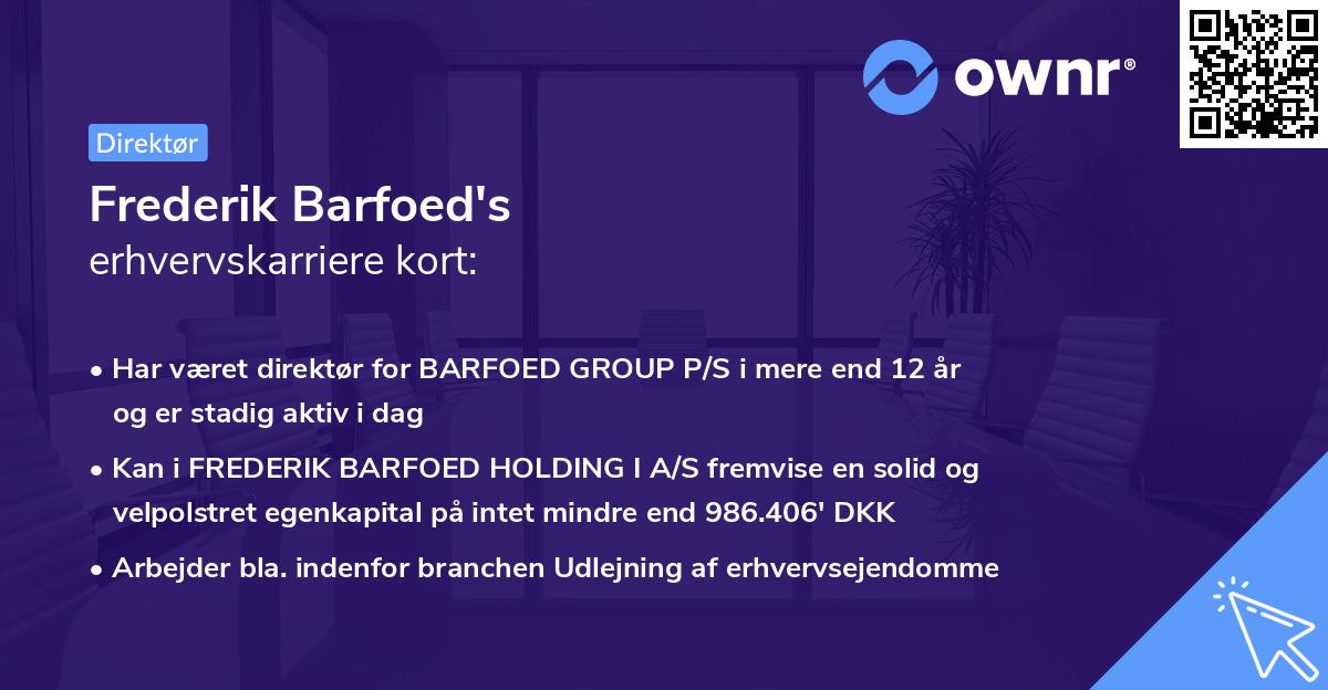 Frederik Barfoed's erhvervskarriere kort