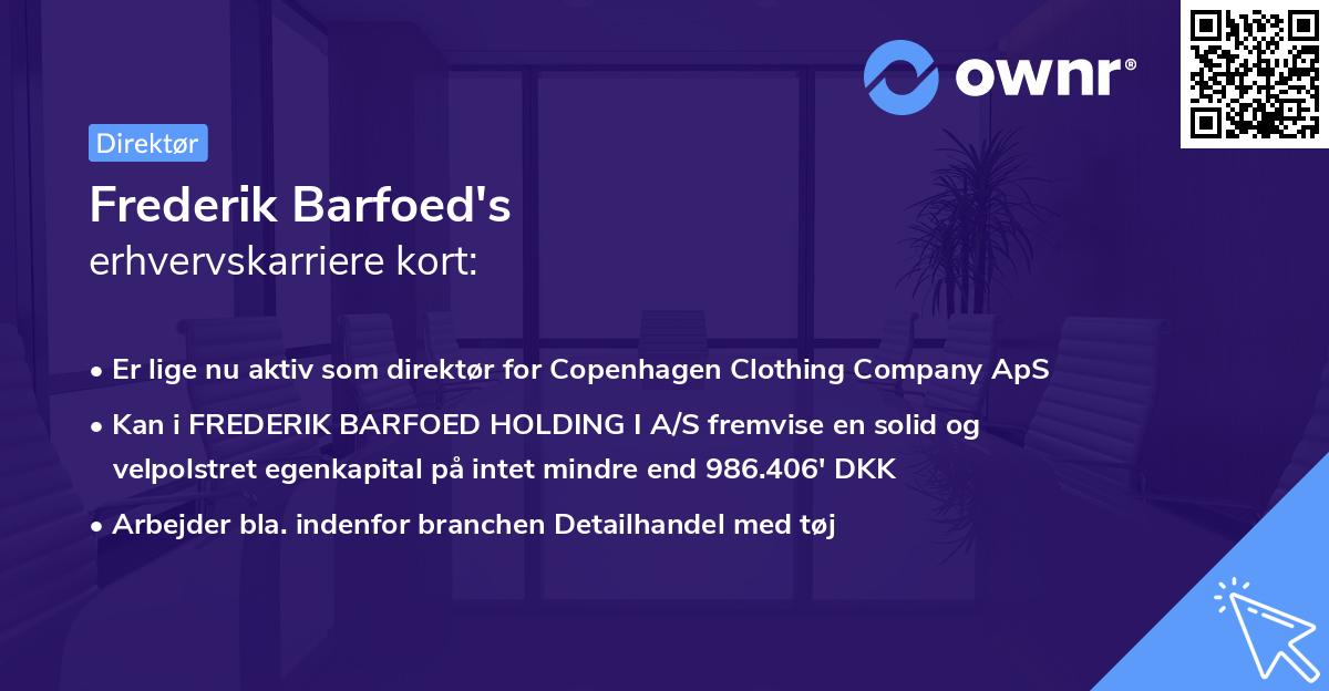 Frederik Barfoed's erhvervskarriere kort