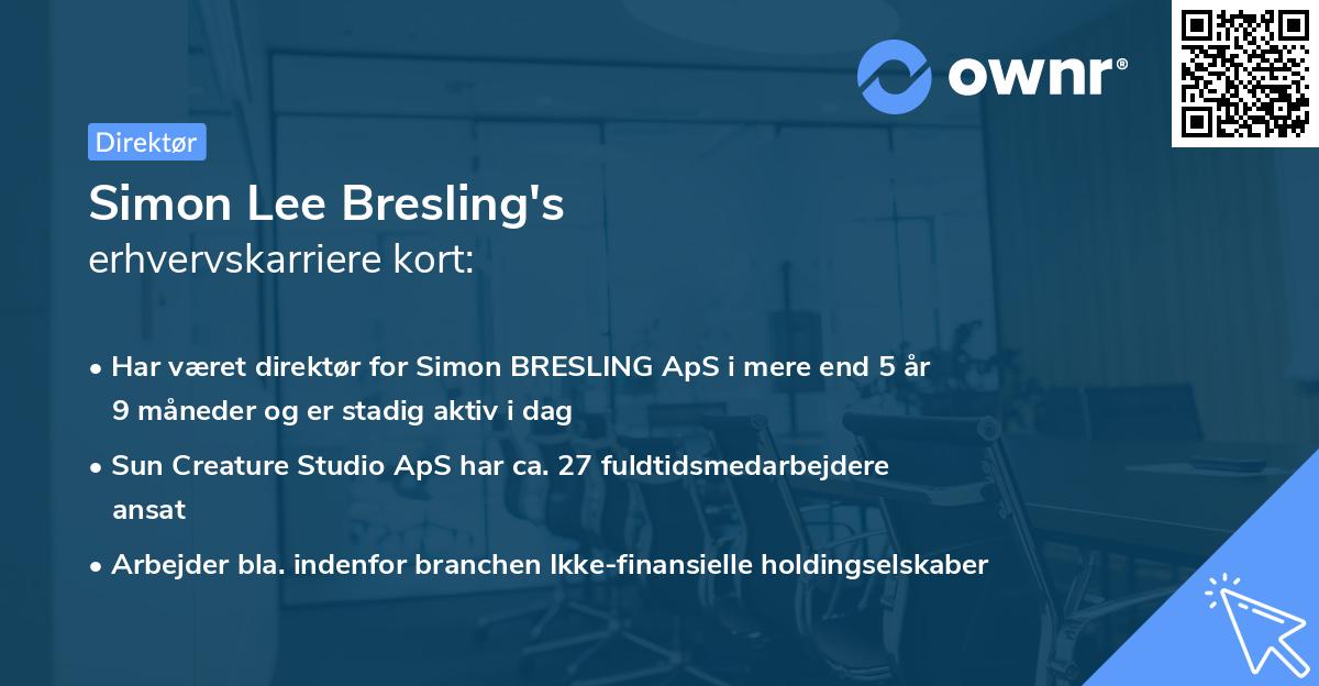 Simon Lee Bresling's erhvervskarriere kort
