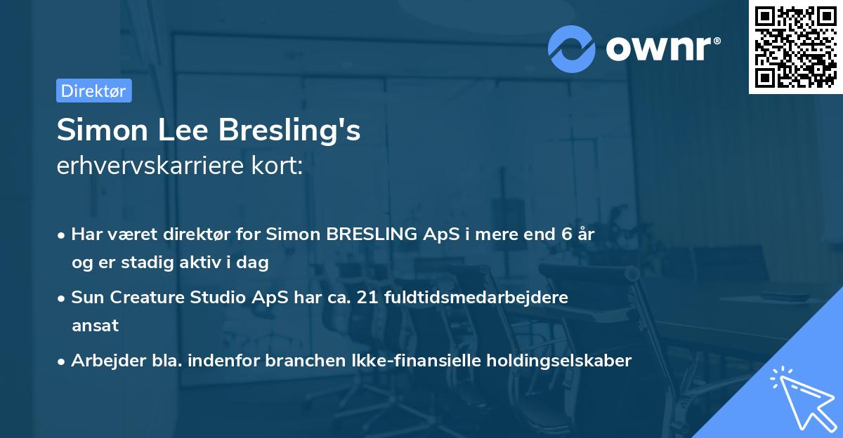 Simon Lee Bresling's erhvervskarriere kort