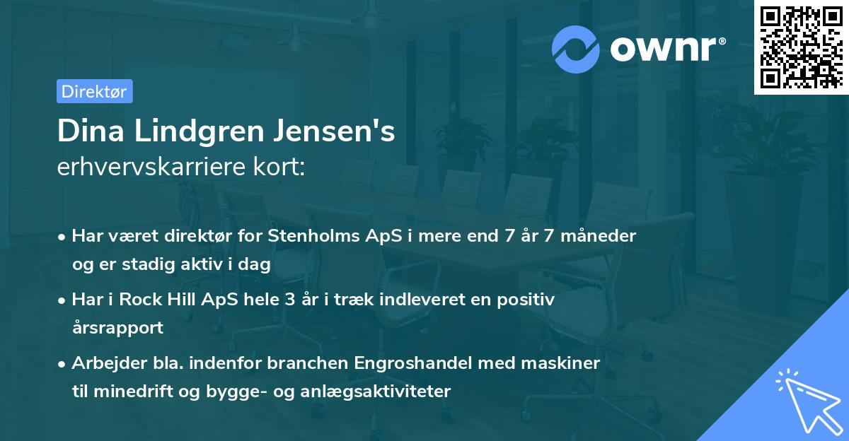 Dina Lindgren Jensen's erhvervskarriere kort