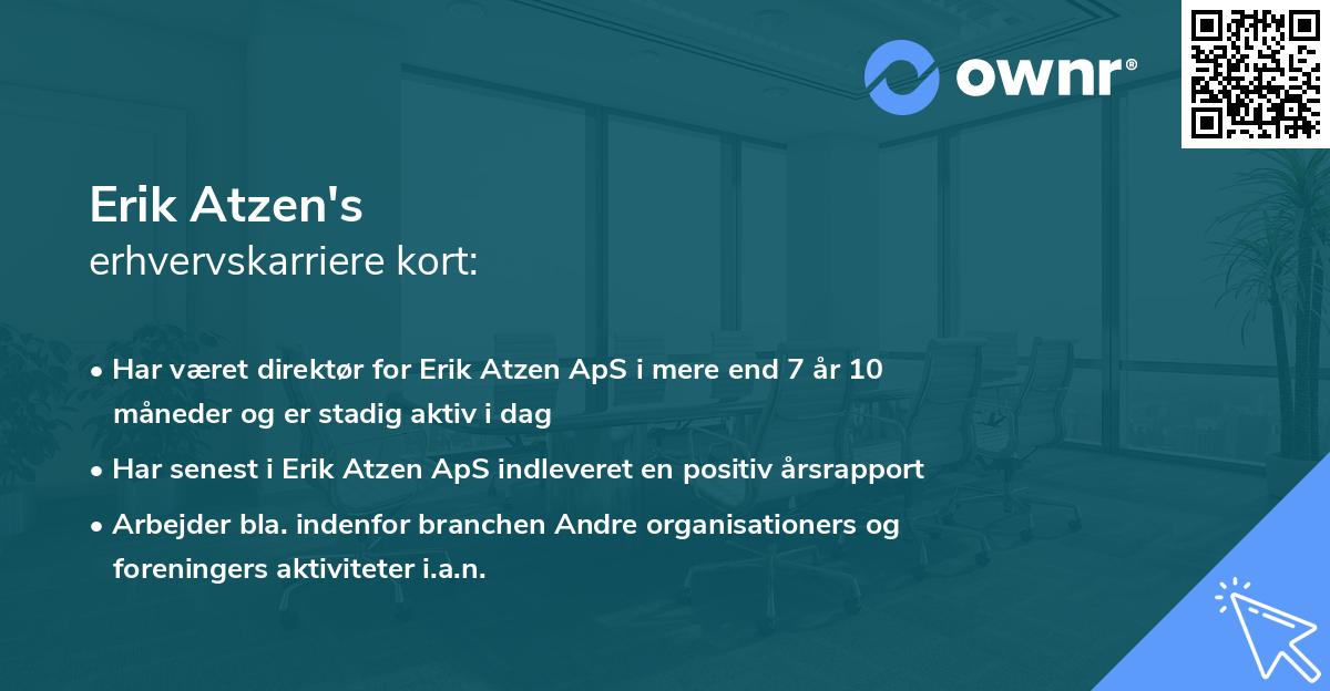 Erik Atzen's erhvervskarriere kort