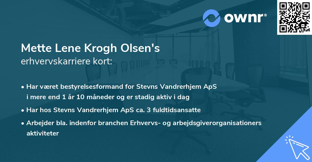 Mette Lene Krogh Olsen's erhvervskarriere kort