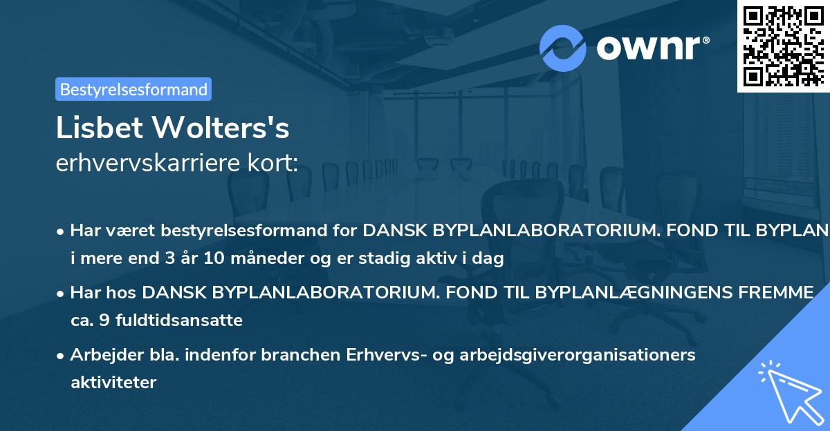 Lisbet Wolters's erhvervskarriere kort