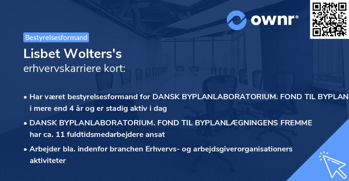 Lisbet Wolters's erhvervskarriere kort