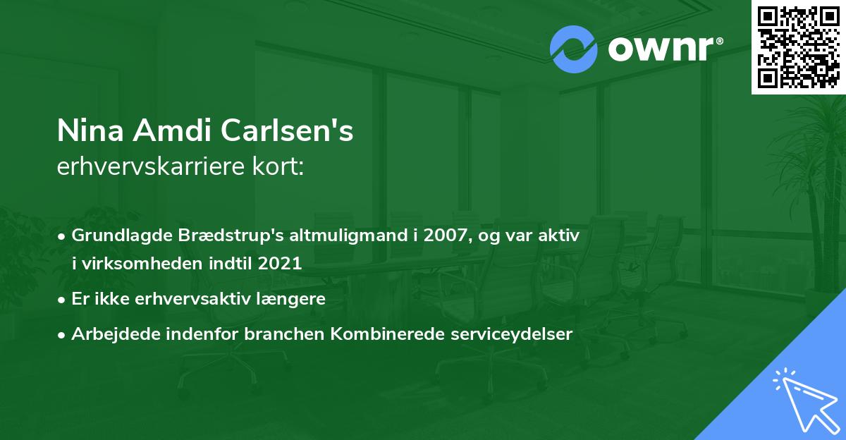 Nina Amdi Carlsen's erhvervskarriere kort