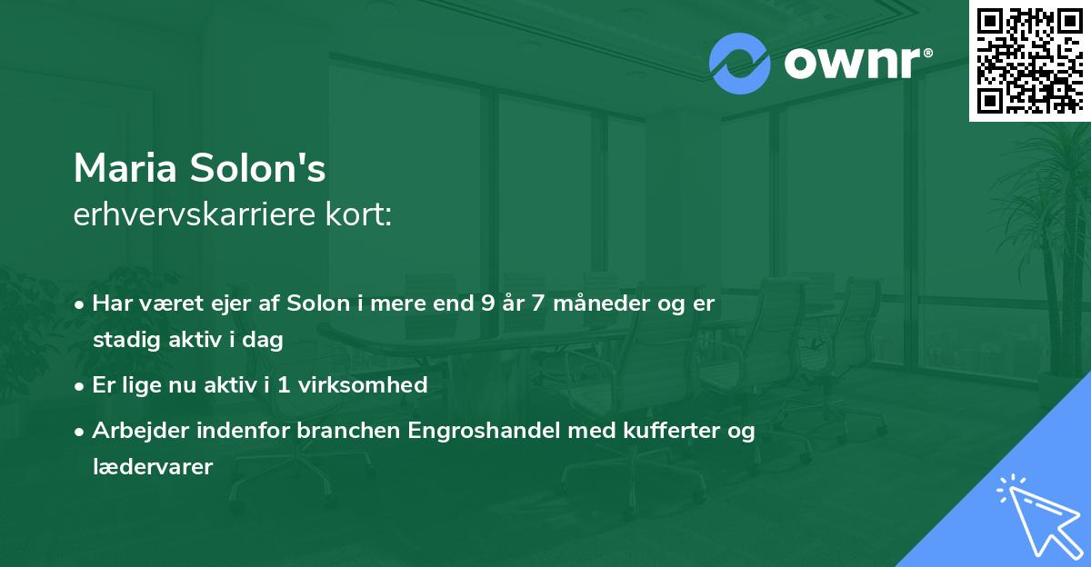 Maria Solon's erhvervskarriere kort