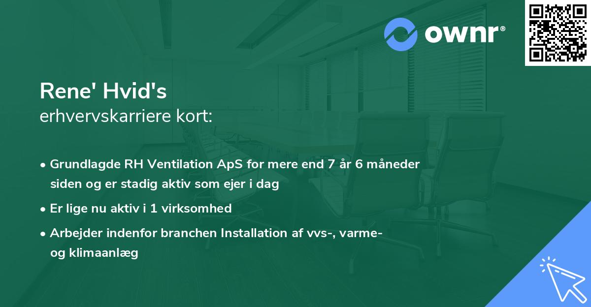 Rene' Hvid's erhvervskarriere kort