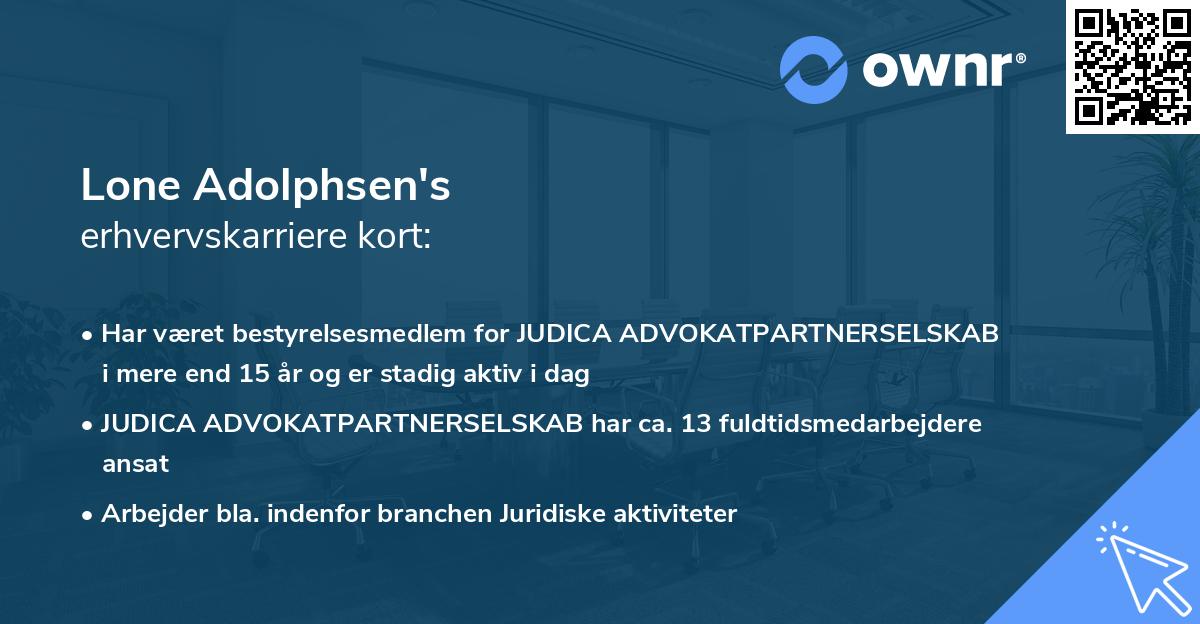 Lone Adolphsen's erhvervskarriere kort
