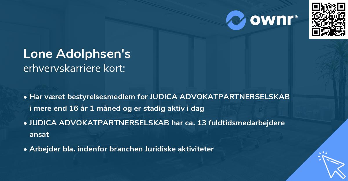 Lone Adolphsen's erhvervskarriere kort