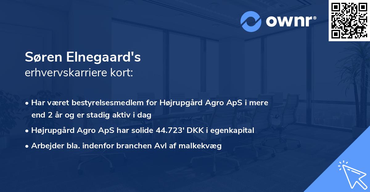 Søren Elnegaard's erhvervskarriere kort