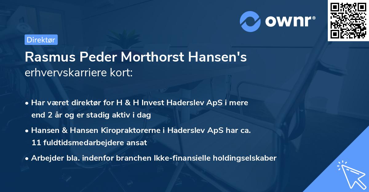 Rasmus Peder Morthorst Hansen's erhvervskarriere kort