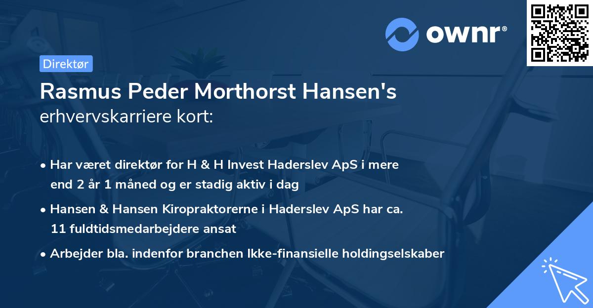 Rasmus Peder Morthorst Hansen's erhvervskarriere kort