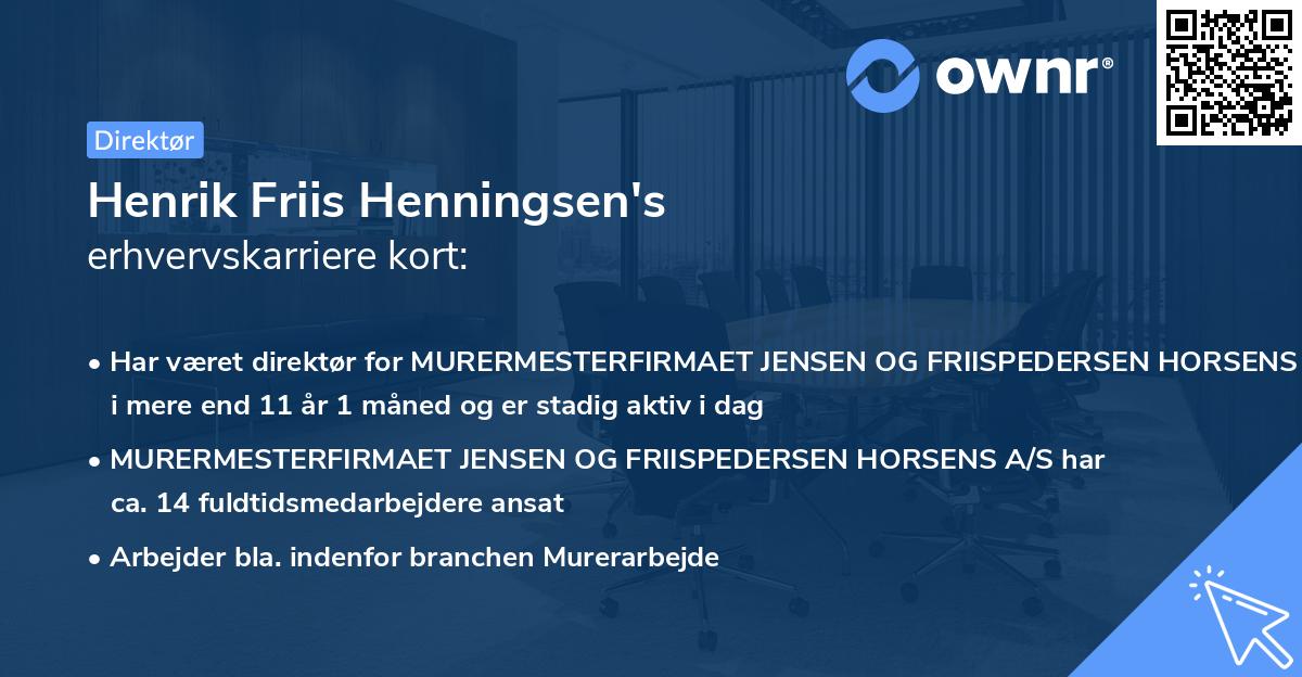 Henrik Friis Henningsen's erhvervskarriere kort