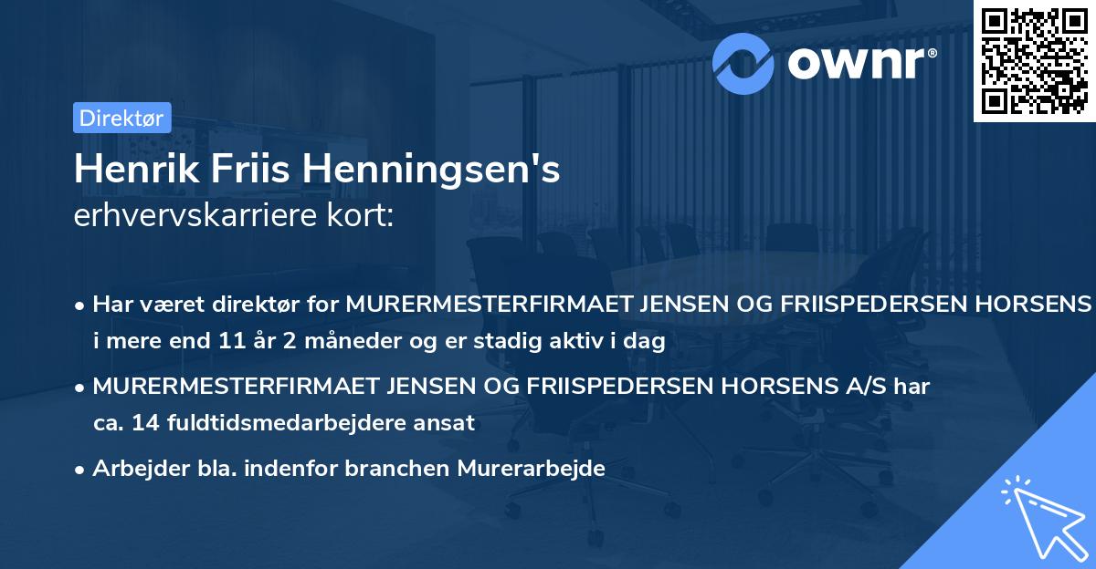 Henrik Friis Henningsen's erhvervskarriere kort