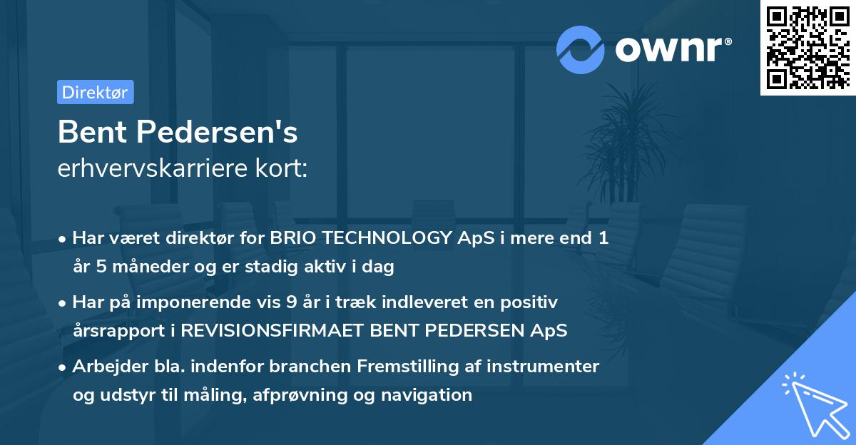 Bent Pedersen's erhvervskarriere kort