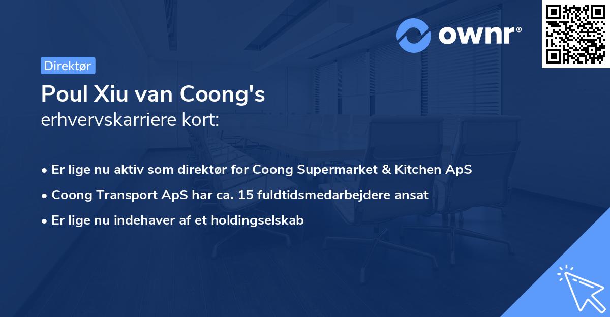 Poul Xiu van Coong's erhvervskarriere kort