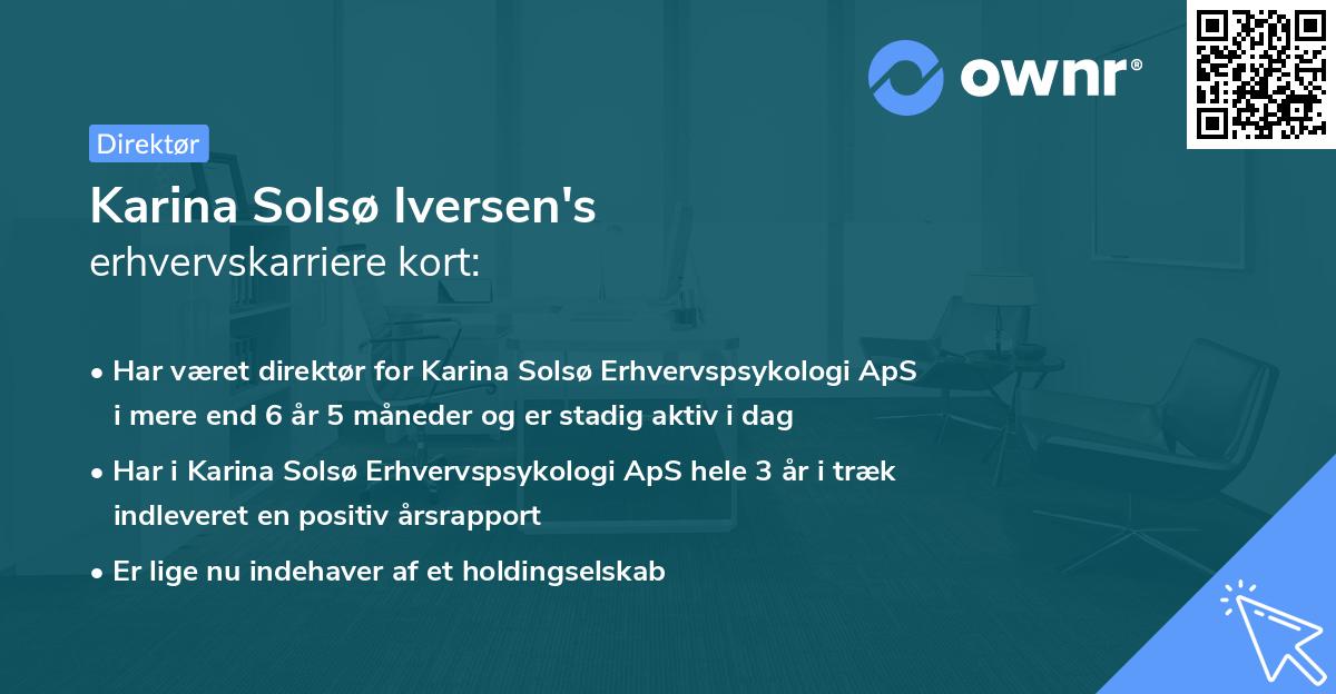 Karina Solsø Iversen's erhvervskarriere kort