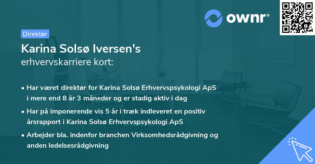 Karina Solsø Iversen's erhvervskarriere kort