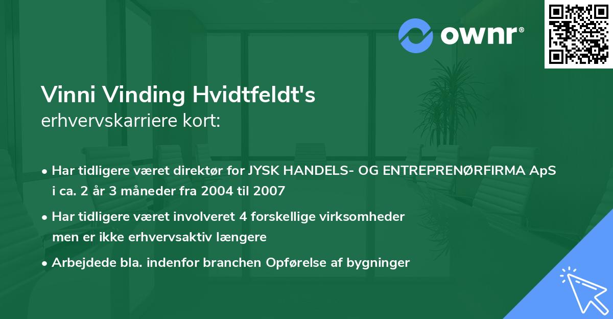 Vinni Vinding Hvidtfeldt's erhvervskarriere kort
