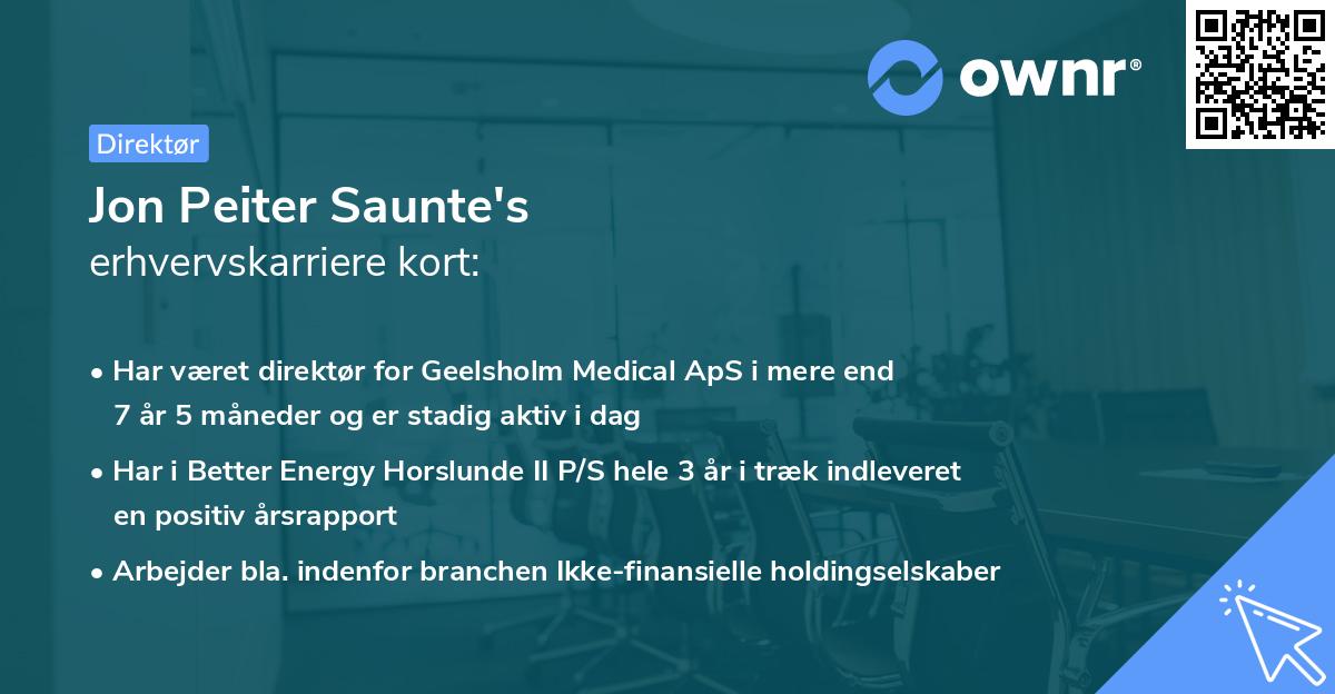 Jon Peiter Saunte's erhvervskarriere kort