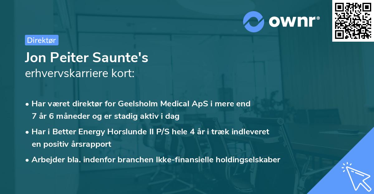 Jon Peiter Saunte's erhvervskarriere kort