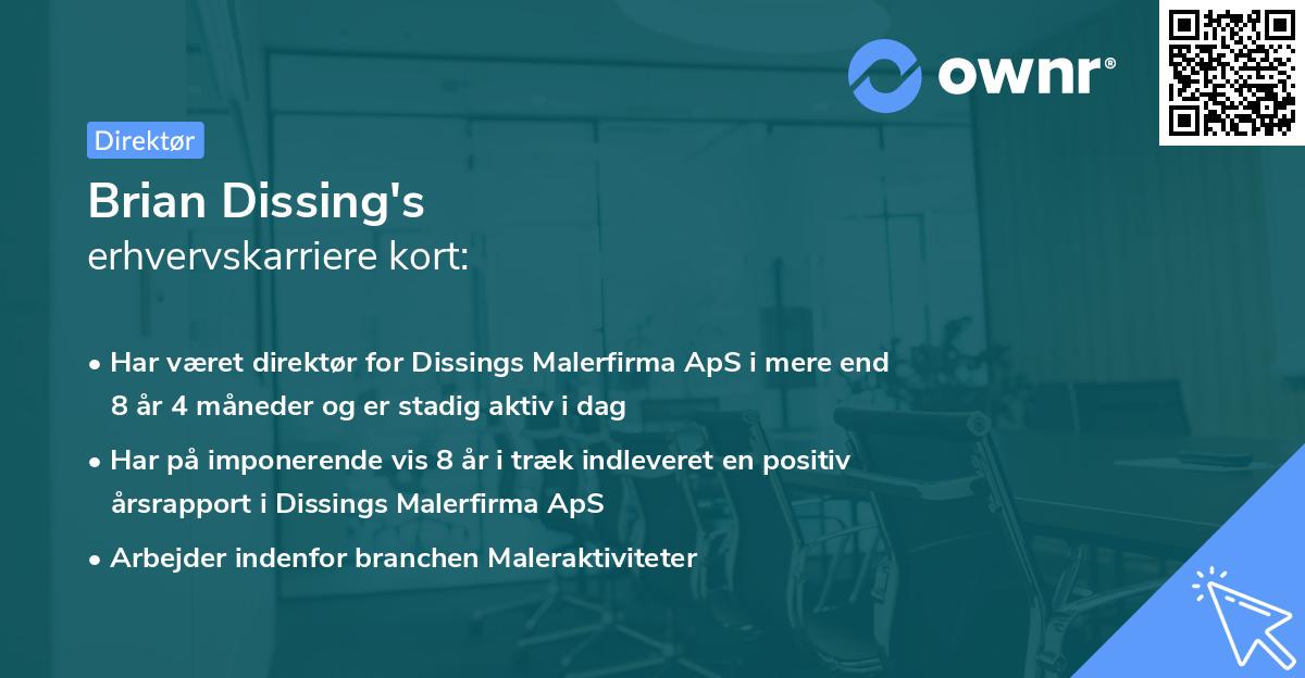 Brian Dissing's erhvervskarriere kort