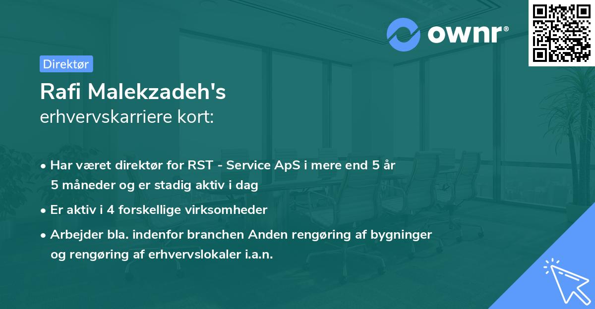Rafi Malekzadeh's erhvervskarriere kort