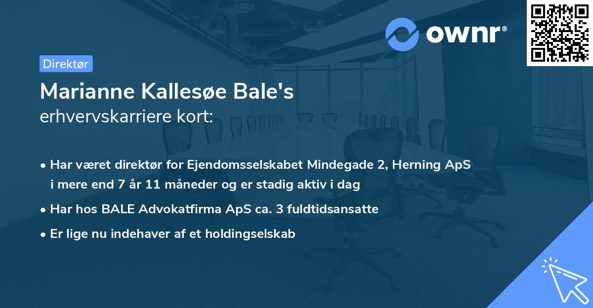 Marianne Kallesøe Bale's erhvervskarriere kort