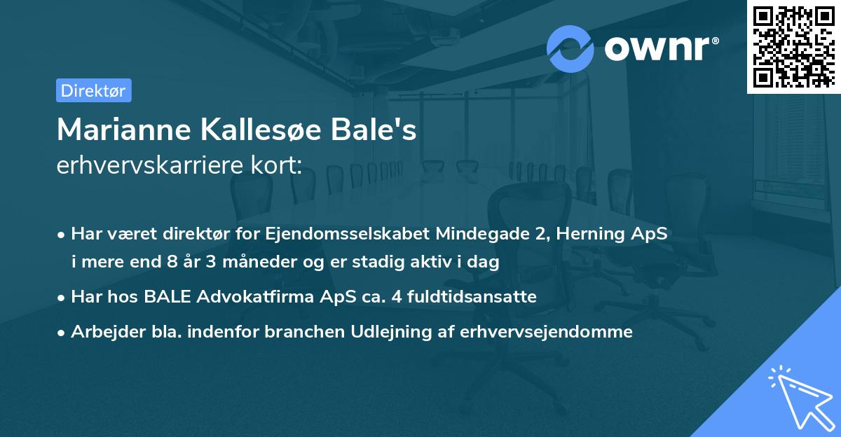 Marianne Kallesøe Bale's erhvervskarriere kort