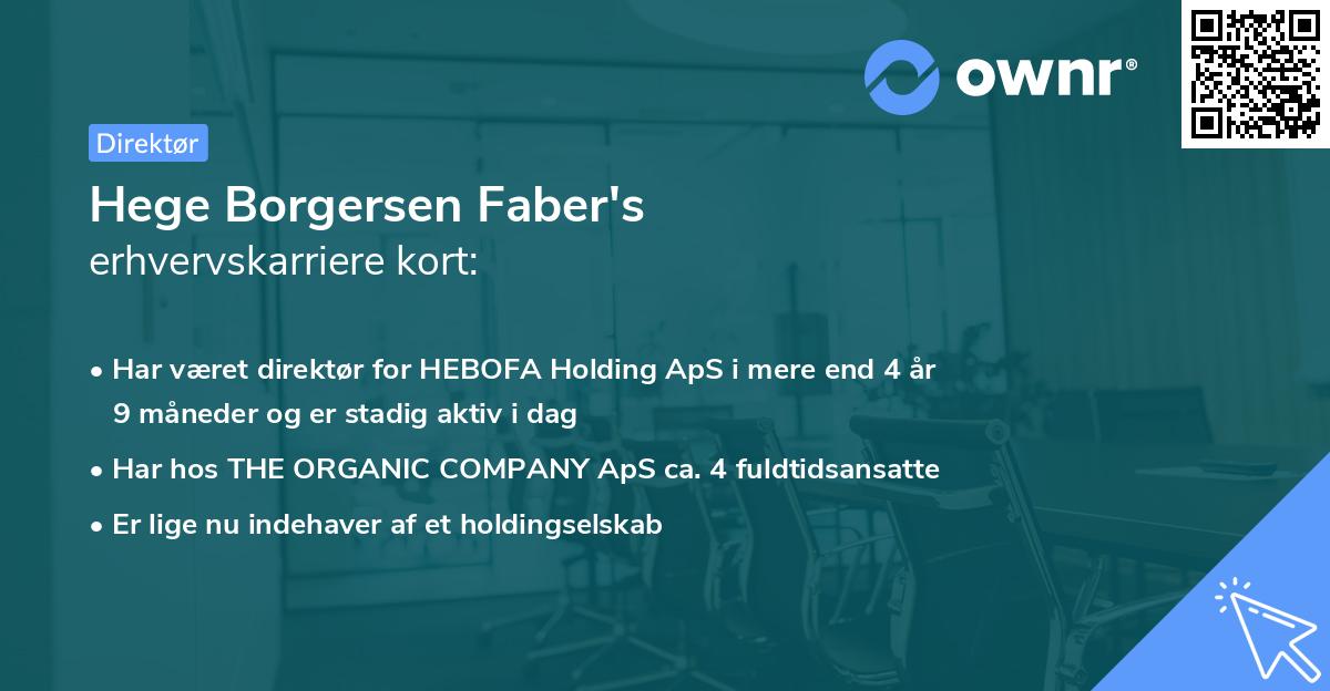 Hege Borgersen Faber's erhvervskarriere kort