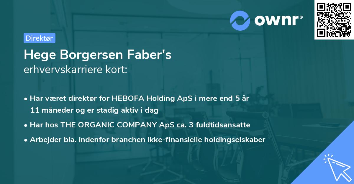 Hege Borgersen Faber's erhvervskarriere kort
