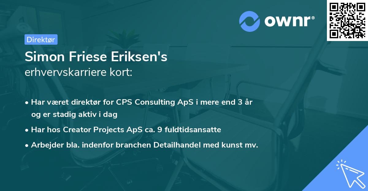 Simon Friese Eriksen's erhvervskarriere kort