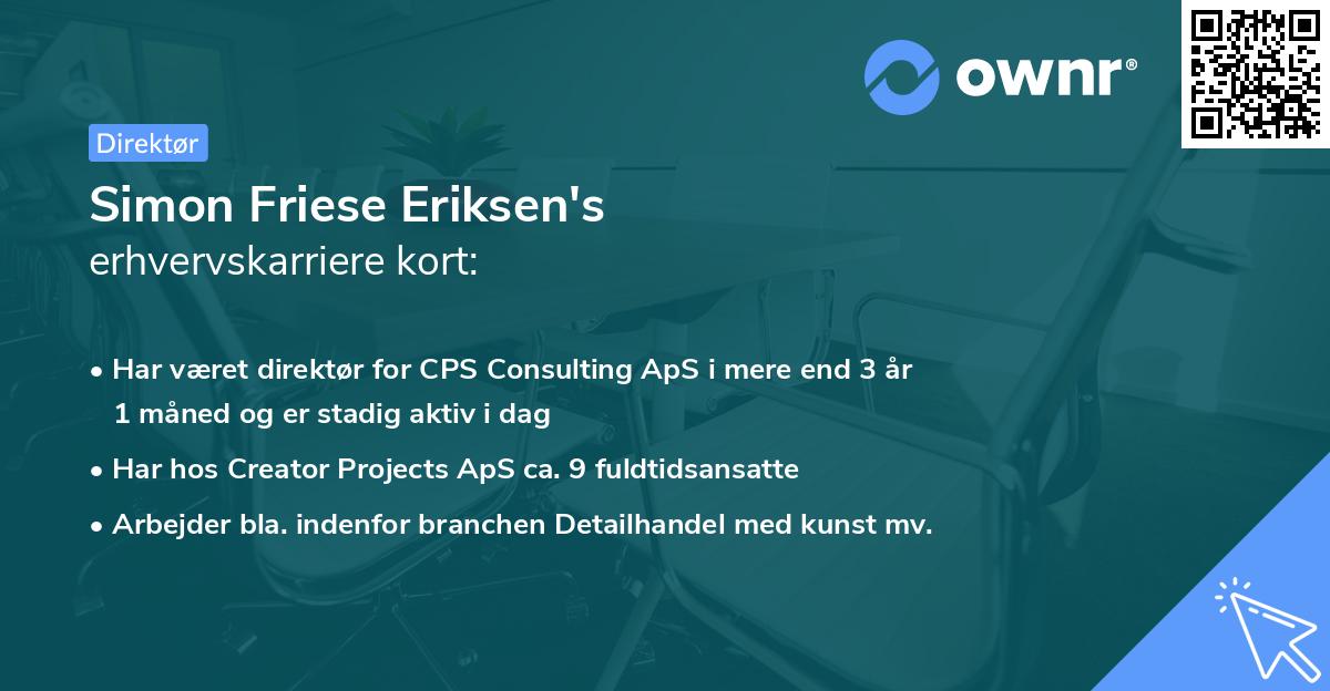 Simon Friese Eriksen's erhvervskarriere kort