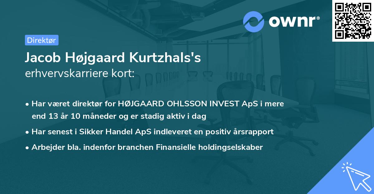 Jacob Højgaard Kurtzhals's erhvervskarriere kort